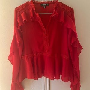 Red ruffle blouse!